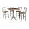 International Concepts Round 36 in Rd Extension Dining Table, 4 X-back Bar Height Stools, Hickory/Stone, 36 W, 48 L, Wood K41-36RXT-6B-S6133-4 - alternate 1